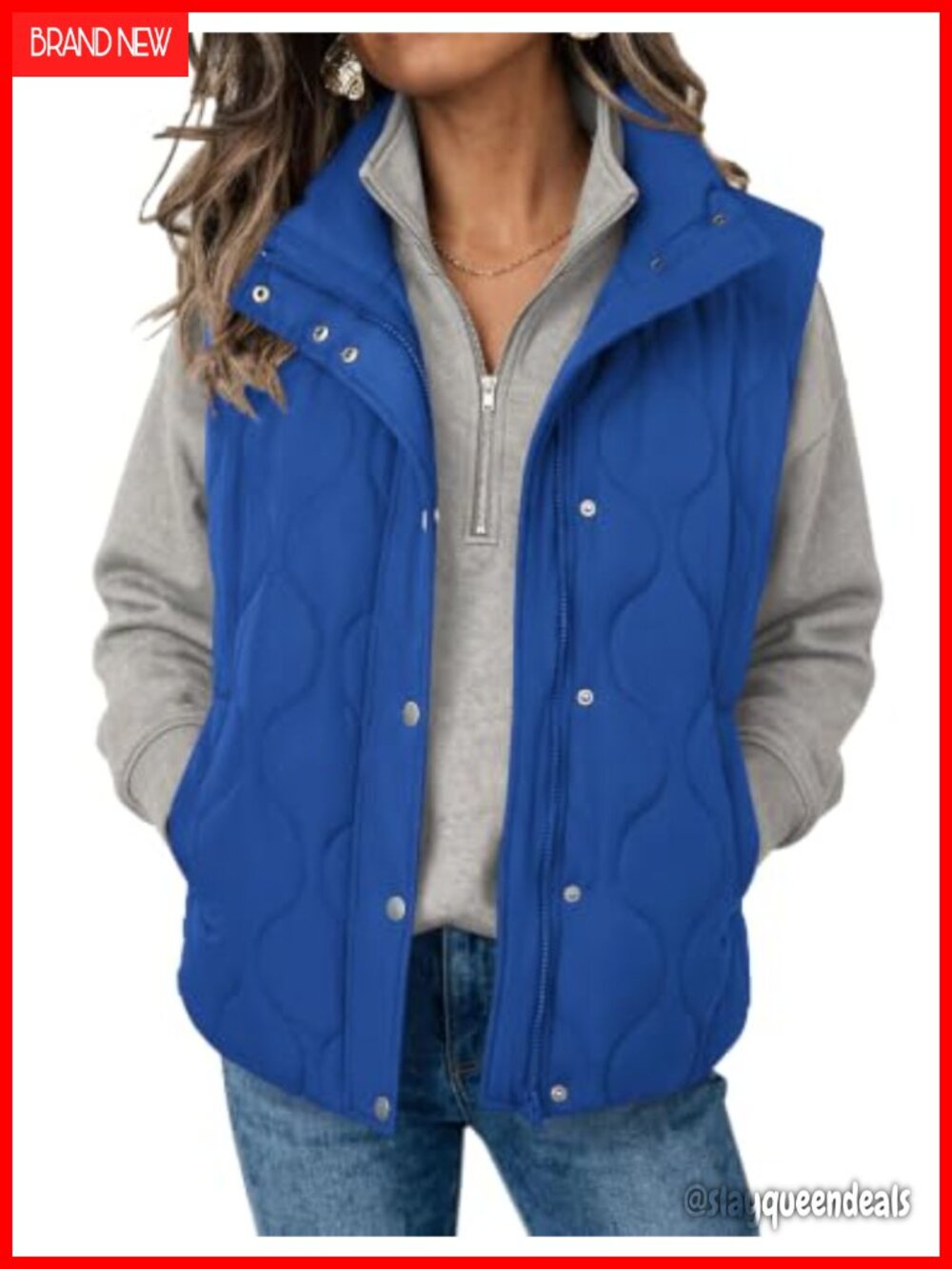 Women Oversized Puffer Vest Stand Collar Zip Up Sleeveless Quilted Outerwear